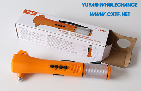 Rechargeable Multifunctional Acousto-optic Alarm Self Rescue Flashlight TL119CF box packing