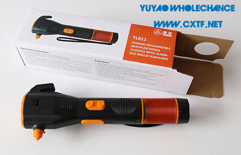 Dynamo Rechargeable multifunctional acousto-optic alarm self rescue LED flashlight TL911 box packing