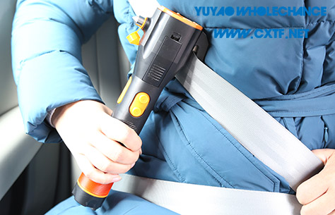 Dynamo Rechargeable multifunctional acousto-optic alarm self rescue LED flashlight TL911 cut safety seat belt