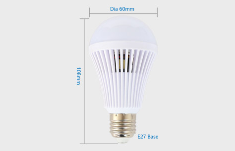 5W smart rechargeable emergency led bulb light 9819-5w size