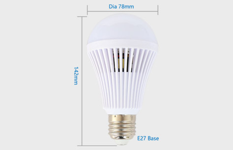 9W smart rechargeable emergency led bulb light 9819-9w size